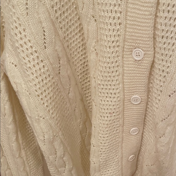 vintage Cream Cable Knit Cardigan - Picture 3 of 6